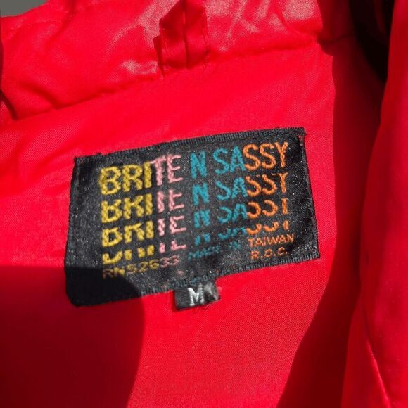 Vintage Red White Blue Nylon Puffer Vest & Jacket 70s-80s Brite N Sassy M - Picture 3 of 11